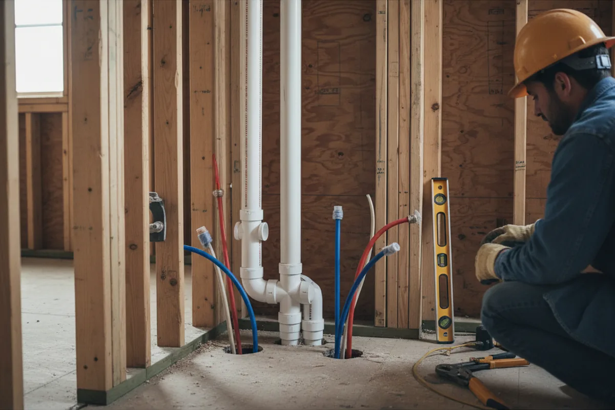Drain and supply rough-in during Drain Cleaning in Bayport